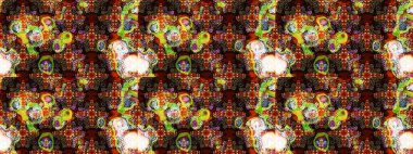 Raster stili kumaş deseni. Çiçekler suluboya çizim deseni.