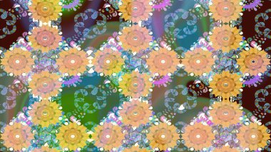 Bej renklerde bahar çiçekleri. Raster illüstrasyonu. Yaprak ve çiçeklerin suluboya resmi, bej renkler üzerine eskiz deseni.