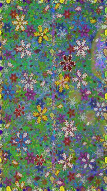 Cute flowers. Raster Trendy fabric pattern. Line seamless pattern.