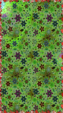 Tekrar eden çiçek arkaplanı, zarif yeşil ve nötr çiçek duvar kağıdı. Çiçek desenleri yeşil ve nötr renklerde, el yapımı papatyalar, papatyalar.