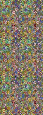 Yumuşak, yeşil ve nötr renklerde bahar çiçekleri. Raster illüstrasyonu. Yaprak ve çiçeklerin suluboya resmi, yeşil ve nötr renklerde pürüzsüz desen.