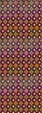 Küçük çiçekteki sevimli çiçek deseni. Raster illüstrasyonu. Mor ve kahverengi renkte çiçekler.