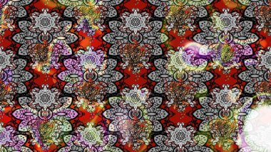 Raster illüstrasyonu. Taslak dekoratif arka plan, çiçek mandala. Çiçek. Gri ve siyah renklerde.