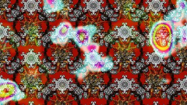 Düz Çiçek Elementleri Tasarımı. Sevimli çiçek raster deseni. Renkli Bahar Teması eskiz kalıbı. Gri ve kırmızı renkte çiçekler.