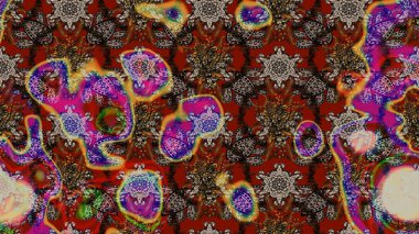 Şatafatlı bahar bahçesi dokusu. Çiçek deseni. Kahverengi ve kırmızı renkte çiçekler. Raster illüstrasyonu. Kahverengi ve kırmızı renkte çiçek çizimi.