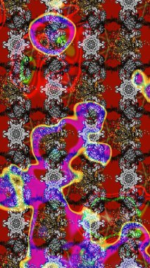 Renkli Yaz Temalı eskiz kalıbı. Düz Çiçek Elementleri Tasarımı. Kırmızı ve gri renkte çiçekler. Raster illüstrasyonunda çiçek deseni çizimi.