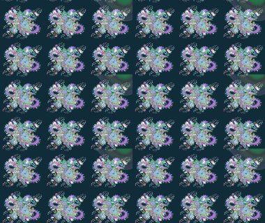 Raster illüstrasyonu. Çizim çiçek deseni duvar kâğıdı olarak kullanılabilir. Mavi renkte çiçekler.