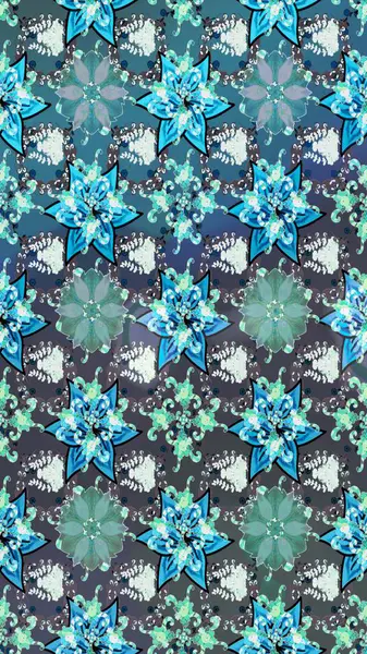 Küçük çiçekteki sevimli çiçek deseni. Güzel kumaş deseni. Raster illüstrasyonu. Güzel karalamalı çiçek deseni çiz..