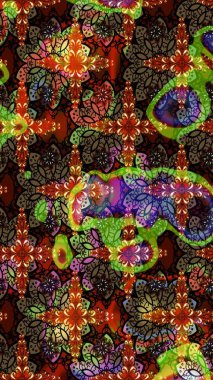 Raster illüstrasyonu. Kahverengi ve siyah renkli güzel bir tekstil. Suluboya çiçekli çiçek deseni.