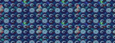 Tomurcukları papatya çiçekleri olan sevimli bir çiçek deseni. Eskiz geçmişi. Raster illüstrasyonu. Kumaş, tekstil, duvar kağıdı baskısı için. Eski usul. Miles Fleur, dandik süs.