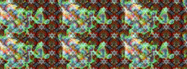 Suluboya elle çizilmiş çiçek desenli eskiz deseni. Parlak renkli fantezi çiçekleri, yapraklar, yeşil ve kahverengi renkli tomurcuklar yeşil ve kahverengi.