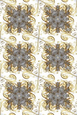 Çiçek deseni. Kusursuz raster arka plan. Bej ve nötr renklerde altın elementler. Duvar kâğıdı barok, İspanyol kumaşı. Şekil grafik deseni.