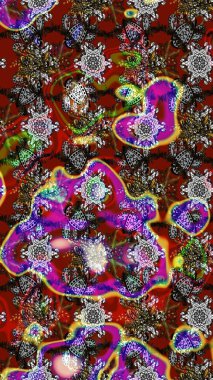 Çiçek deseni. Gri ve kırmızı renkte çiçek çizimi. Şatafatlı bahar bahçesi dokusu. Gri ve kırmızı renkte çiçekler. Raster illüstrasyonu.