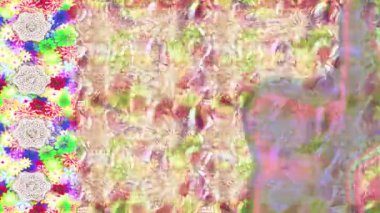 Renkli unsurlarla hareketli arka plan görüntüleri. Çiçekler. Eski model. Bayrak tarzı. Video kaydı. Şablon. Döngü. Kusursuz.. 