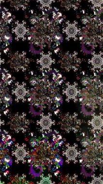 Renkli unsurlarla hareketli arka plan görüntüleri. Çiçekler. Eski model. Bayrak tarzı. Video kaydı. Şablon. Döngü. Kusursuz.. 