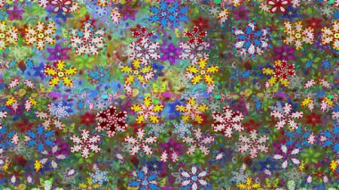 Renkli unsurlarla hareketli arka plan görüntüleri. Çiçekler. Eski model. Bayrak tarzı. Video kaydı. Şablon. Döngü. Kusursuz.. 