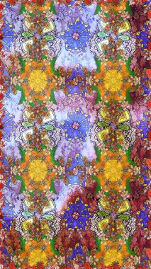 Çiçek buketleriyle klasik bir eskiz şekli. Tarafsız renklerde. Raster illüstrasyonu.