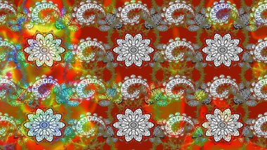 Kahverengi ve gri renkli çiçekler. Raster illüstrasyonunda çiçek deseni çizimi.