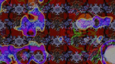 Çizim çiçek deseni duvar kâğıdı olarak kullanılabilir. Raster illüstrasyonu. Kahverengi ve kırmızı renkte çiçekler.