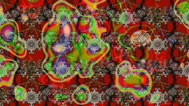 Kırmızı ve kahverengi renkte çiçekler. Çiçek desenli eskiz. Düz Çiçek Elementleri Tasarım Raster illüstrasyonu. Renkli Bahar Teması çizim şablonu.