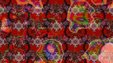 Kırmızı ve kahverengi renklerde. Raster illüstrasyonu. Çiçekli güzel suluboya desen.