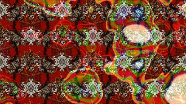 Kahverengi ve kırmızı renkte çiçekler. Gömlek, arka plan modelini çiz. Tropik çiçekler.