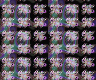 Çiçek desenli çizim. Asya tekstil tarzında. Renkli Bahar Teması eskiz kalıbı. Raster illüstrasyonu. Düz Çiçek Elementleri Tasarımı. Güzel kumaş deseni.