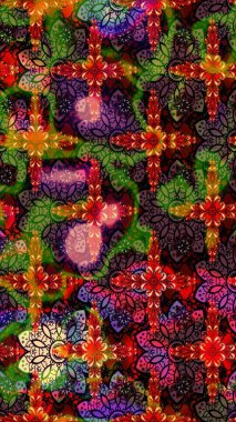 Yapraklı çiçekler ve kahverengi ve siyah renkli papatya çiçekleri. Eskiz arkaplan modeli. Raster - stok.