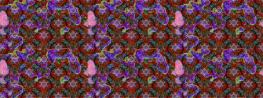 Çiçekli karalama şeklinde Raster çiçek deseni. Nazik, narin çiçek arkaplanı. Kırmızı ve kahverengi renkte çiçekler.