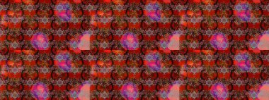 Sevimli çiçek raster deseni. Renkli Yaz Temalı eskiz kalıbı. Kahverengi ve kırmızı renkte çiçekler. Düz Çiçek Elementleri Tasarımı.