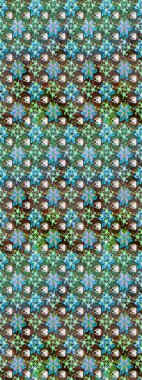 Raster illüstrasyonundaki çiçek desenli çizim. Düz Çiçek Elementleri Tasarımı. Renkli Yaz Temalı eskiz kalıbı. Yeşil renkte çiçekler.