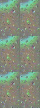 Küçük renkli çiçekler. Moda baskıları için zarif bir şablon. Motley illüstrasyonu. Çiçekli bahar çiçekleri. Robot resim. Küçük çiçekte şirin desenler.