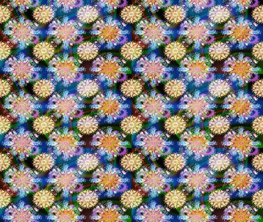 Mavi ve nötr renklerde çiçekler. Kusursuz Renksiz Bahar Temalı Kusursuz Arkaplan. Sevimli çiçek raster deseni. Düz Çiçek Elementleri Tasarımı.