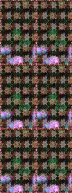 Raster Floral Illustration, Asyalı tekstil. Gri ve kahverengi renkte etnik çiçeklerle kusursuz bir desen..