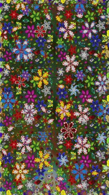 Nazikçe, güzel çiçek arkaplanı. Yeşil ve gri renkli çiçekler. Raster çiçek desenli ve çiçekli..