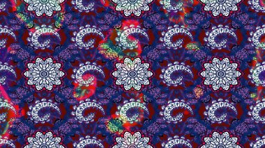 Yumuşak, bahar çiçekleri mavi ve mor renklerde. Raster illüstrasyonu. Raster çiçekleri klasik tarzda çizilmiş. Çiçekli yumuşak çizim deseni.