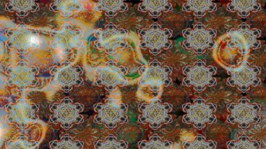 Renkli Bahar Teması eskiz kalıbı. Raster illüstrasyonundaki çiçek desenli çizim. Kahverengi ve gri renkli çiçekler. Düz Çiçek Elementleri Tasarımı.