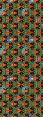 Elle çizilmiş çiçek desenli Raster çizimi. Yeşil arka planda. Çocuksu tasarım. Tekstil, kumaş, ambalaj, hatıra defteri için güzel çiçek arkaplanı..