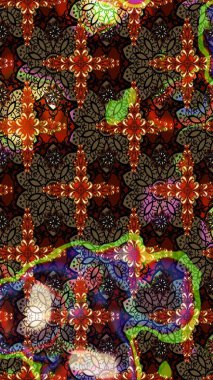 Raster çiçek izi. Raster Yumuşak kumaş deseni. Çiçeksel kahverengi ve siyah eskiz deseni. Klasik taslak çizimi.