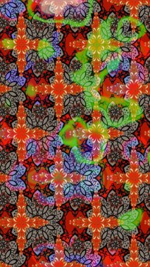 Çiçekli karalama şeklinde Raster çiçek deseni. Kahverengi ve kırmızı renkte çiçekler. Nazik, sevimli çiçek arkaplanı..