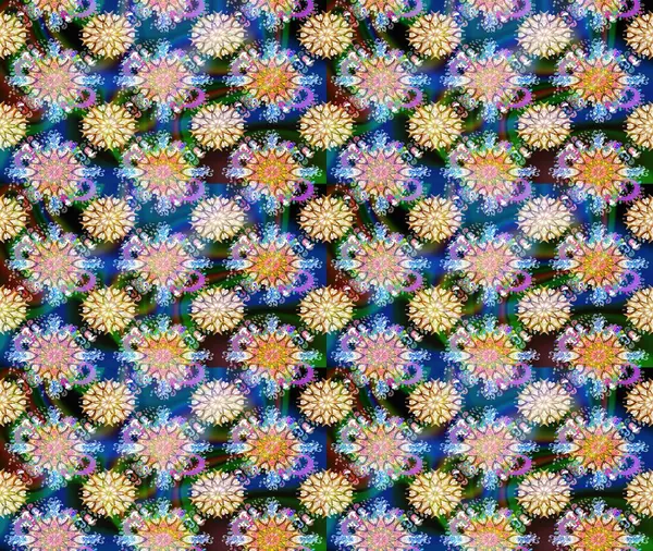 Mavi ve nötr renklerde çiçekler. Kusursuz Renksiz Bahar Temalı Kusursuz Arkaplan. Sevimli çiçek raster deseni. Düz Çiçek Elementleri Tasarımı.