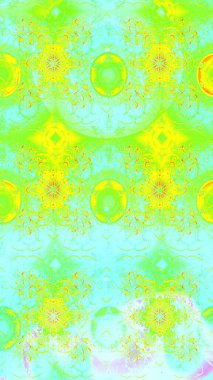 Yeşil ve mavi renkli etnik çiçekli zarif eskiz deseni. Raster Çiçek İllüstrasyon Şirin Tekstil.