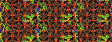 Raster illüstrasyonu. Kahverengi ve siyah renkli çiçekler. El çizimi çiçekli soyut çizim deseni.