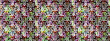 Renkli Bahar Teması eskiz kalıbı. Düz Çiçek Elementleri Tasarımı. Çiçek deseni. Raster çizimi. Güzel kumaş deseni..