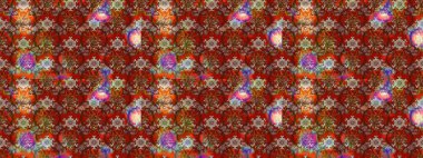 3D çiçekler, eskiz. Raster illüstrasyonu. Kahverengi ve kırmızı renklerde.