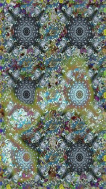 Düz Çiçek Elementleri Tasarımı. Renkli Bahar Temalı Kusursuz Arkaplan. Gri ve nötr renkte çiçekler. Çiçekle kusursuz desen.