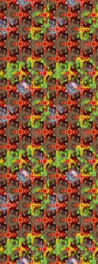 Parmak izi, kumaş, duvar kâğıdı, tekstil için raster dokusu. Nakış desenli çiçek deseni. Renkli grunge renkli ve siyah çiçeklerle soyut arkaplanı zenginleştir.