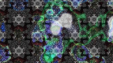 Çizgi çizimi kalıbı. Şirin çiçekler. Raster Moda kumaş deseni.