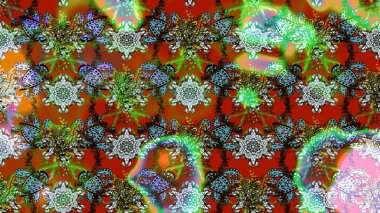 Kahverengi ve yeşil renklerde bahar çiçekleri. Yaprak ve çiçeklerin suluboya resimleri, kahverengi ve yeşil renkler üzerine çizimler. Raster illüstrasyonu.