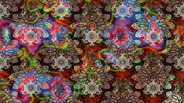 Eskiz arkaplan modeli. Raster hisseleri. Kahverengi ve siyah üzerine çiçekler. Suluboya, elle çizilmiş.